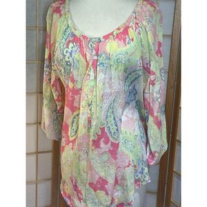 American Living Med Tropical Blouse